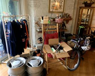 Ford Mustang 15" Rims, Bears Shirts and Jerseys, Cracker Barrel Rocker, Curio Cabinet