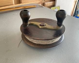Great antique large wooden fishing reel