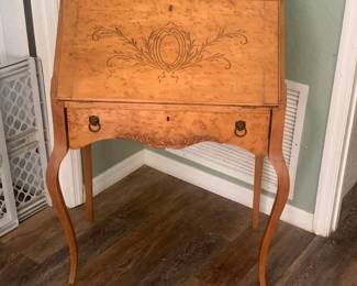 Incredible Birds Eye maple Antique ladies drop front desk