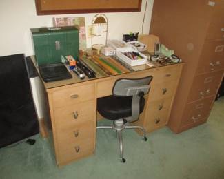 office supplies and desk