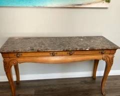 THOMASVILLE  FRENCH SOFA TABLE WITH STONE TOP