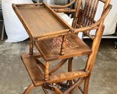 RARE ANTIQUE WOOD FOLDING HIGH CHAIR OR  STROLLER