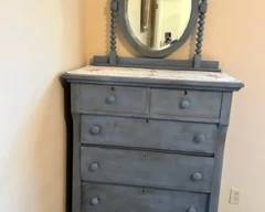 CHALK PAINTED ANTIQUE CHEST WITH MIRROR