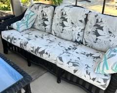 WICKER THREE CUSHION SOFA