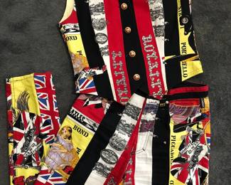 Vintage Versace "Picadilly Circus" ladies vest and pants, size medium.