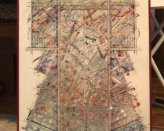 William Gatewood "Lotus Kimono" mixed media signed print.