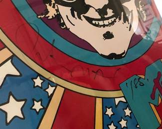 Vintage Peter Max signed "Randee & the Redwoods for President" poster, dated 1988.
