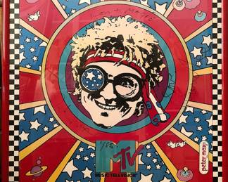 Vintage Peter Max signed "Randee & the Redwoods for President" poster, dated 1988.