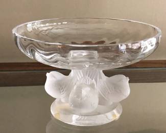 Lalique crystal "Sparrow" compote.