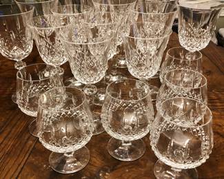 Waterford, Irish and Czech crystal stemware and decanters.