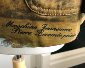Vintage Moschino Jeanswear jacket/vest with Pierre Lecomte landscape painting design.