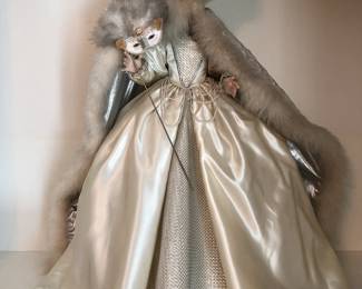 Impressive collection of Franklin Heirloom hand-painted porcelain dolls including this Snow Queen figure.