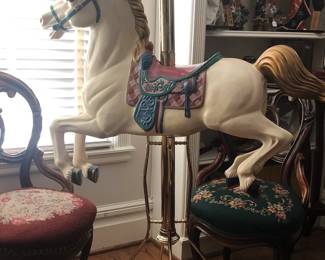Vintage brass carousel horse coat/hat rack.