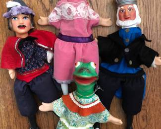 Vintage French hand puppets.