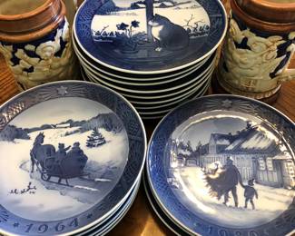 Royal Copenhagen annual Christmas blue/white collectible plates.