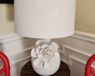 Ceramic Floral Embellished Lamp (pair available)