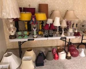 antique and vintage lamps, globes and shades
