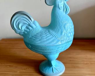 Beautiful large blue chicken candy dish