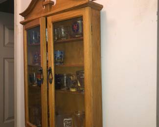 $20 Wall cabinet display case.  Shot glasses