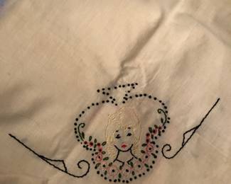 Embroidered card table cloth