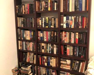 Huge selection of books.  Political, war, history.  Lots of war books.  
The bookcase is sold.