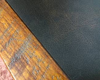 Close up of oak desk