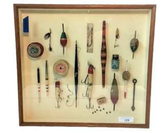 Framed Vintage Fishing Lures & Tackle in Shadow Box