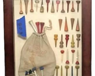 Antique Golf Tee Display in Shadowbox