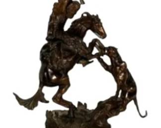 Charles Russell Bronze Statue on Stone Base