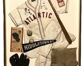 Vintage Baseball Items in Shadowbox