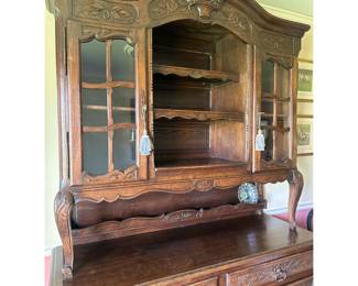 Antique French Carved Wood Buffet and Hutch