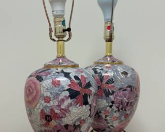 Cloisonne Lamps, a Pair