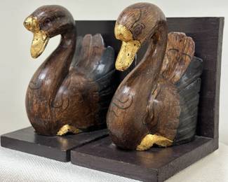 Wood Swan Bookends