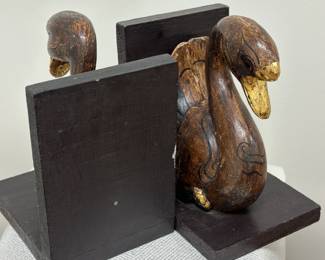 Wood Swan Bookends