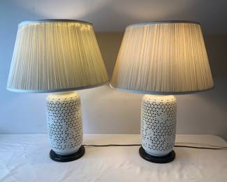 White Reticulated Ceramic Lamps