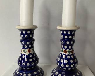 Polish Pottery Candle Holders
