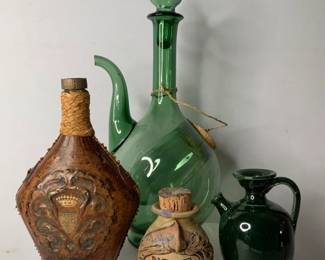 Chill Chamber Blown Glass, Wood & Leather Bottle