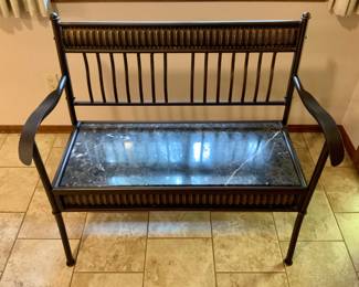Metal and Marble-Like Bench
