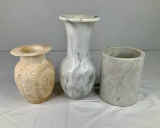 Marble Crock and Vases