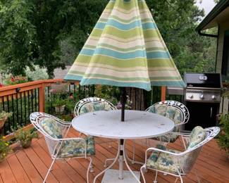 Patio Table, Chairs, Umbrella