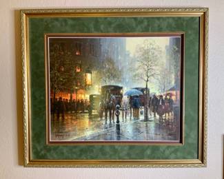 G Harvey Signed and Numbered Print "Rainy Day in Central Park"