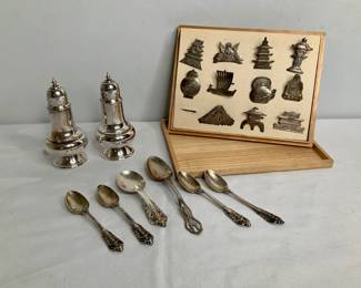 Sterling Silver Spoons, Salt & Pepper Shakers
