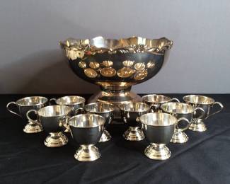  Silver Plated Punch Bowl Set
