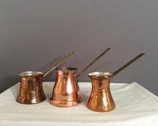 Set of Copper Coffee Pots