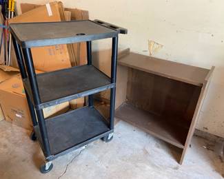 Apollo Plastic Rolling Cart and Wood Shelf
