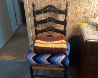 Wicker Chair with Knitted Cushions