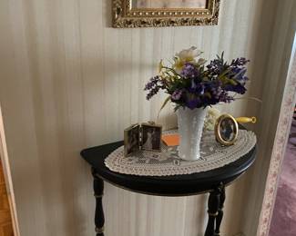 Black End Table with Carved Bottom