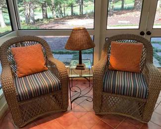 Striped Wicker Seating