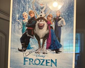 cast signed, frozen poster 