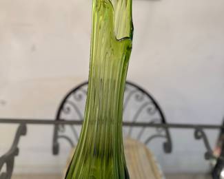 L. E. Smith swung 22” green vase 